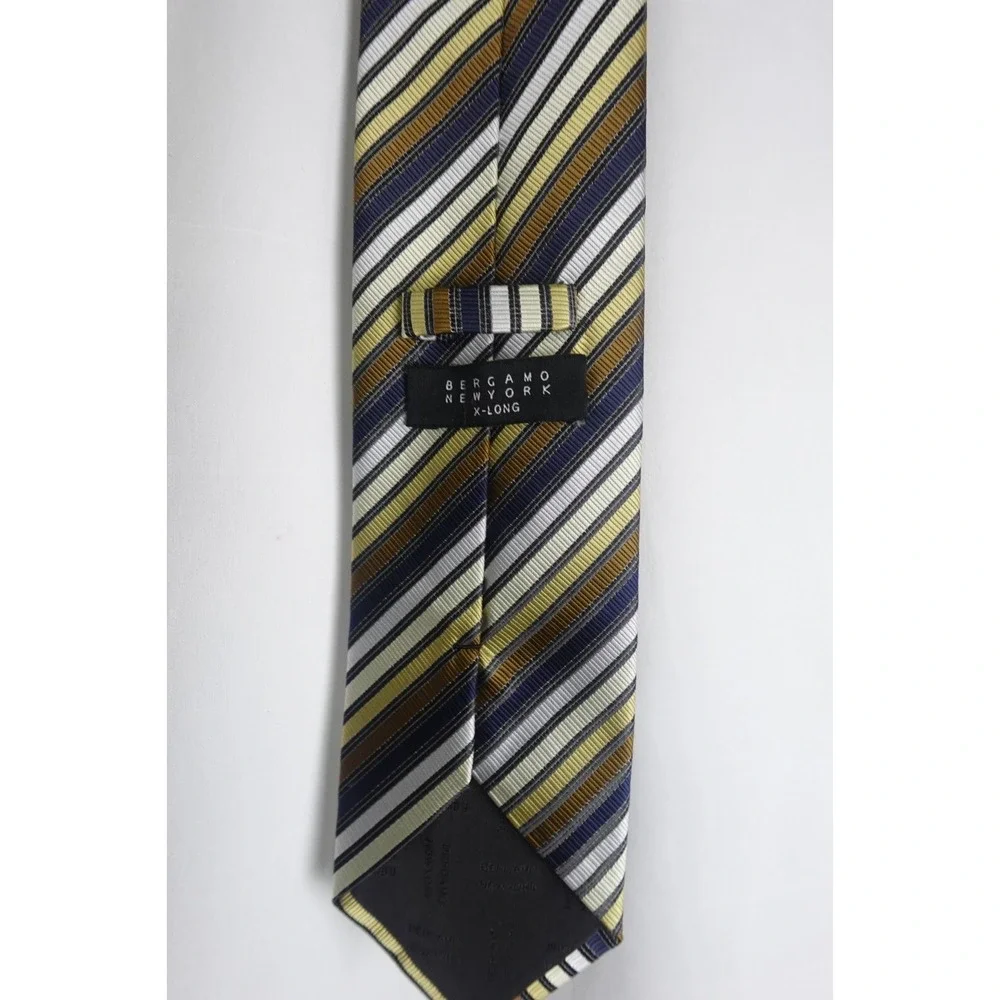 Bergamo New York Necktie Tie Men Stripe  100% Silk Hand Made Extra Long‎ Repp